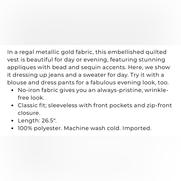 Chico’s Embellished Quilted Vest | Size L 12 - Picture 9 of 9